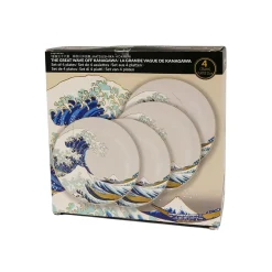 Disitrneo Küche^Die Große Welle von Kanagawa Set aus 4 Tellern