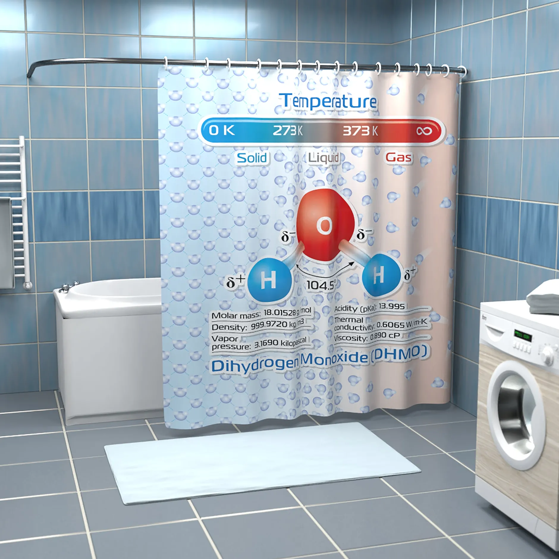 getDigital Badezimmer^Duschvorhang Dihydrogenmonoxid