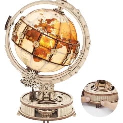 ROKR Licht|Holzbausätze^Leuchtender Globus Holzbausatz