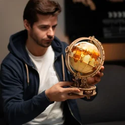 ROKR Licht|Holzbausätze^Leuchtender Globus Holzbausatz