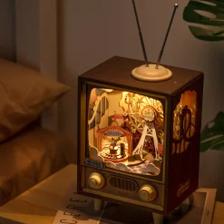 Robotime Licht|Holzbausätze^Retro-Fernseher Spieluhr Holzbausatz