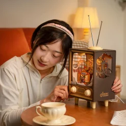 Robotime Licht|Holzbausätze^Retro-Fernseher Spieluhr Holzbausatz