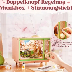 Robotime Holzbausätze^Sakura Traumtour Retro TV Spieluhr Holzbausatz