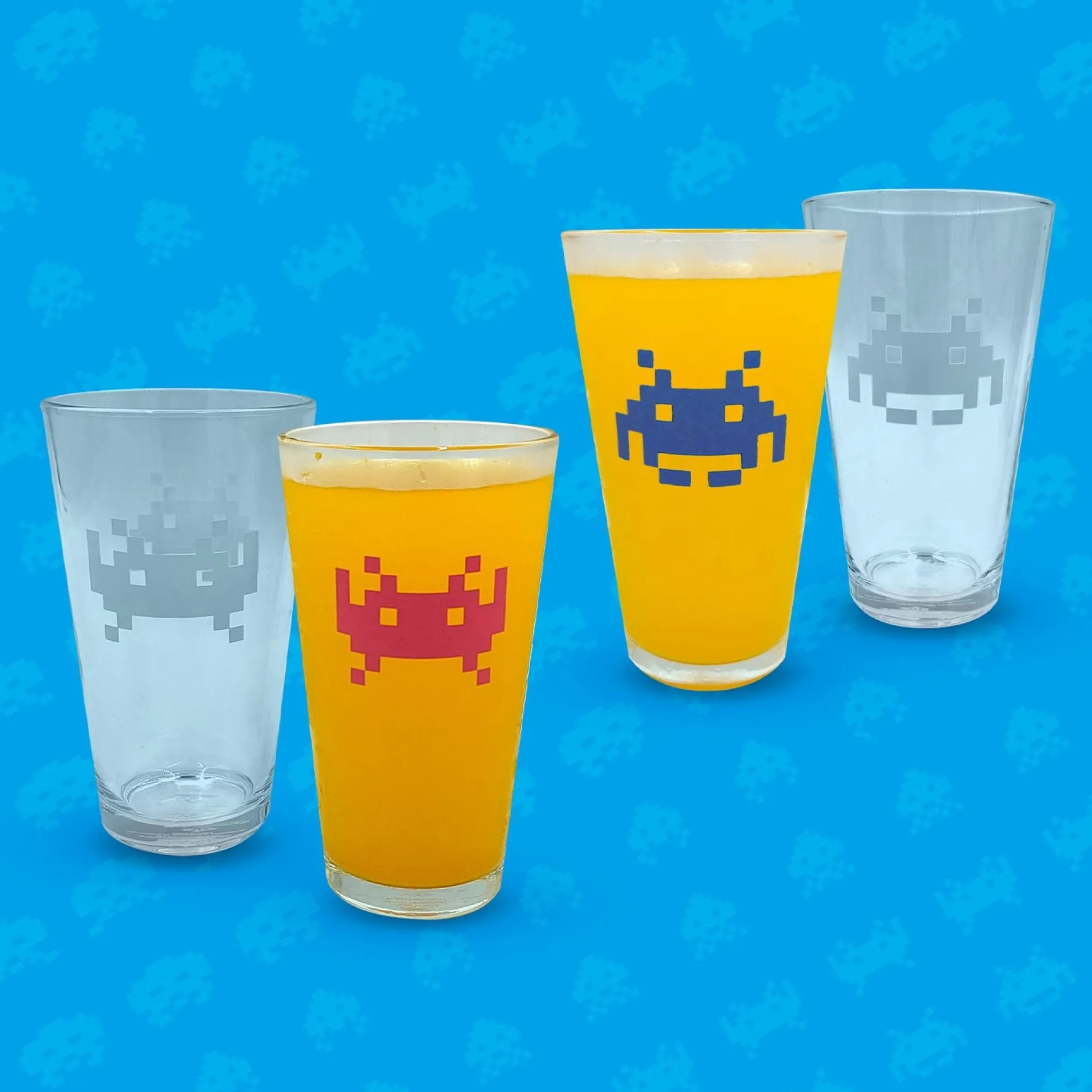 Mad Monkey Küche^Space Invaders Farbwechsel-Gläser 2er Set